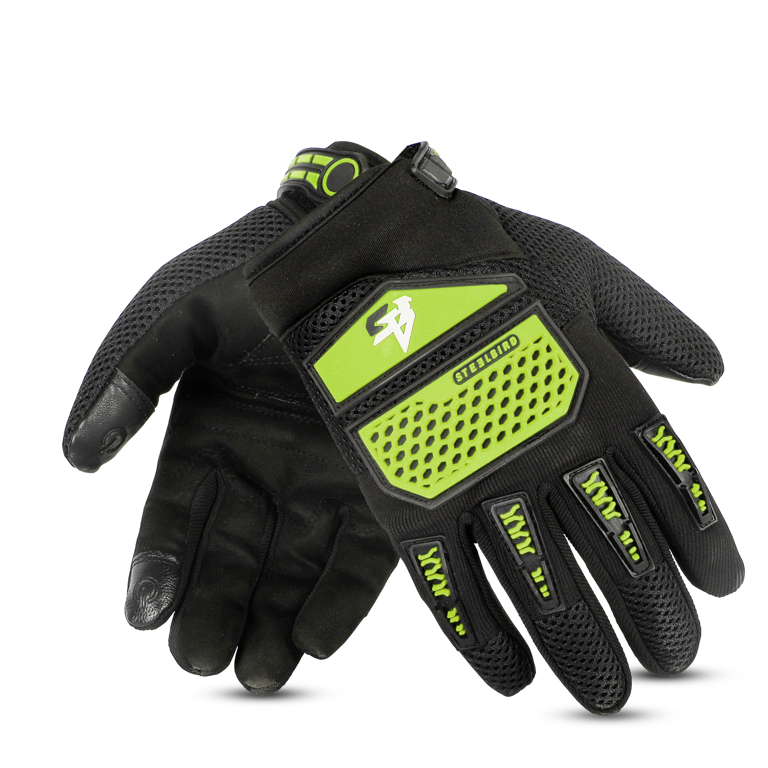 Steelbird Rider-Pro Full Finger Gloves- Neon